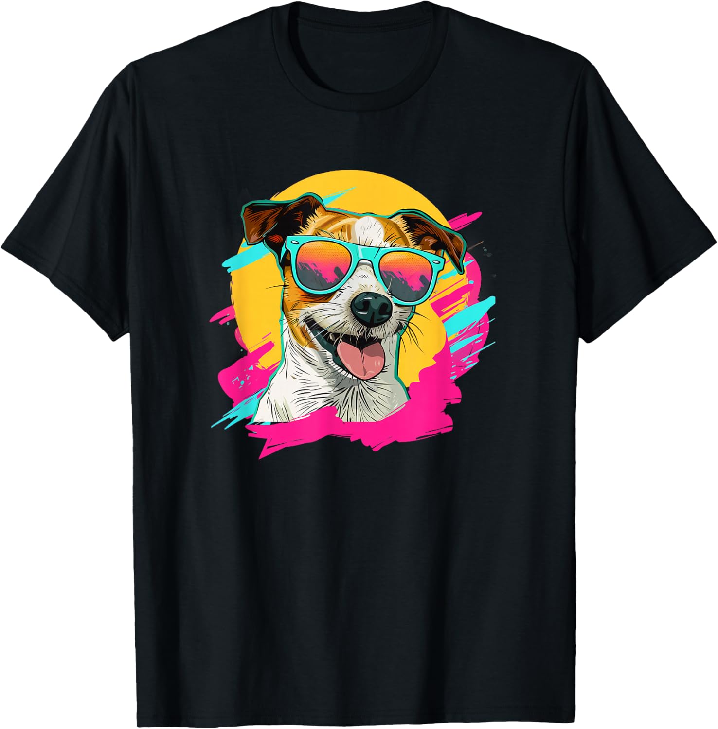 Retro Vintage 80s 90s Jack Russell Terrier Lover T-Shirt - T-Shirt | Black