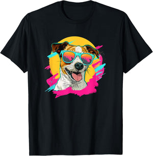 Retro Vintage 80s 90s Jack Russell Terrier Lover T-Shirt - T-Shirt | Black