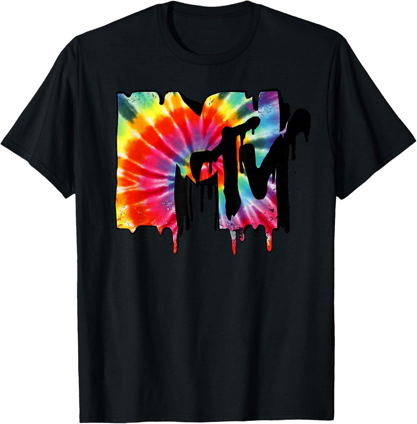 MTV Tie Dye Vibrant Melting Logo Graphic T-Shirt - T-Shirt | Black