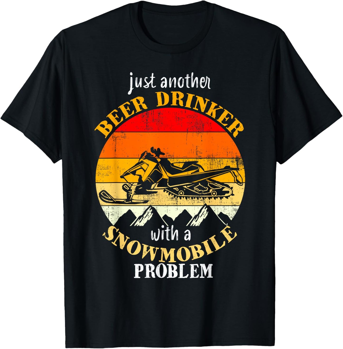 Funny Retro Vintage Snowmobile Just Another Beer Drinker T-Shirt - T-Shirt | Black