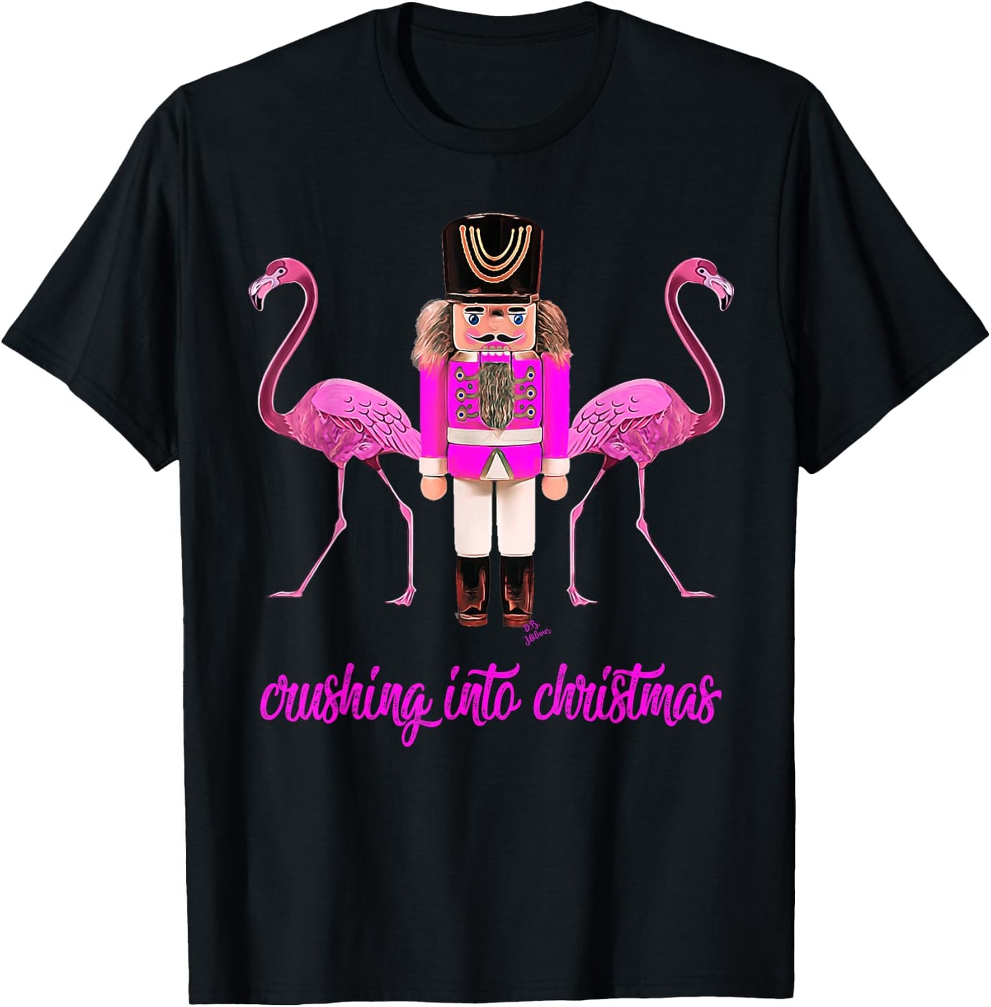 Flamingo top women's crushing into Christmas nutcracker T-Shirt - T-Shirt | Black