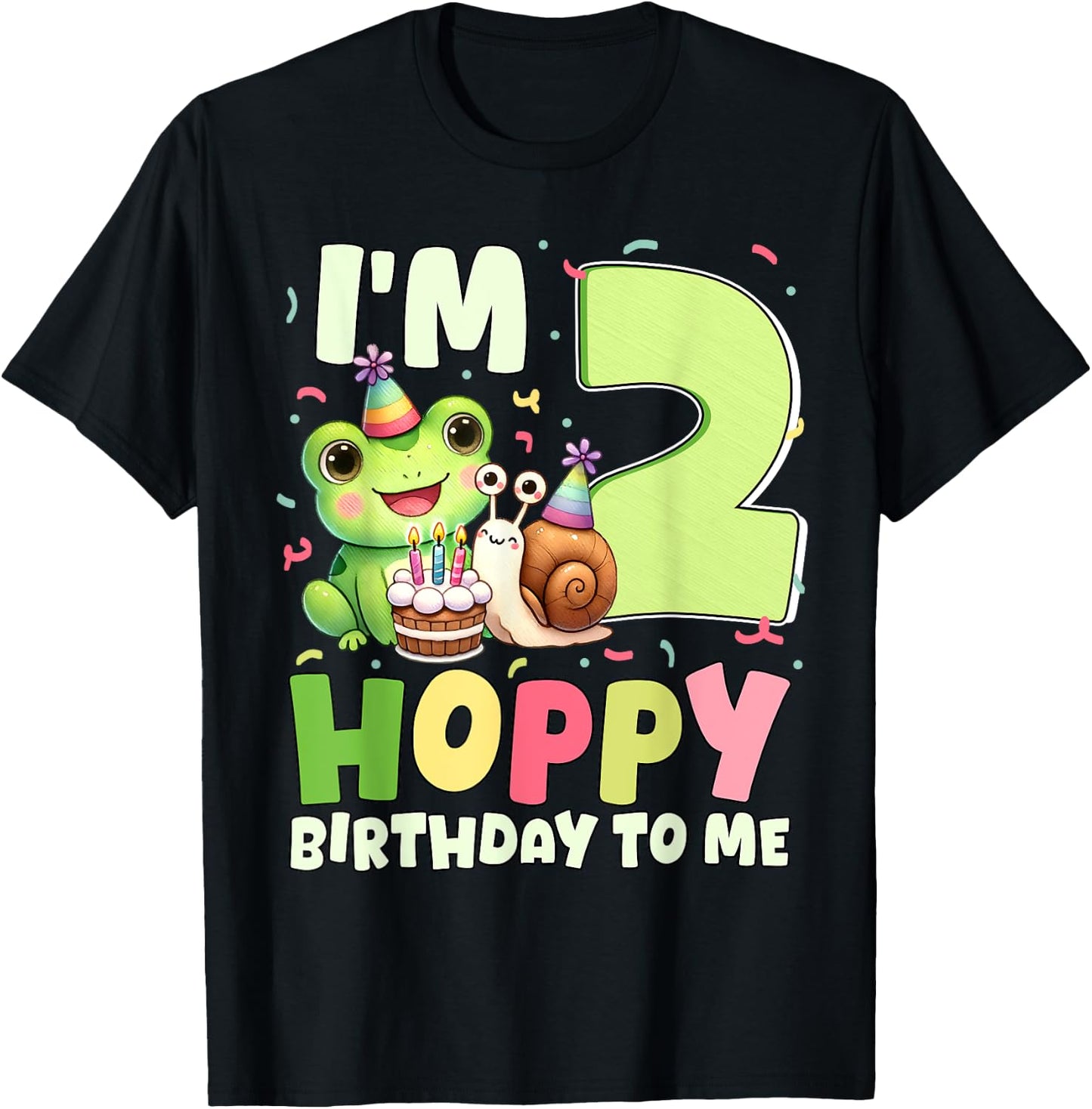 I'm 2 Hoppy Birthday To Me Funny Birthday Frog Themed Party T-Shirt - T-Shirt | Black