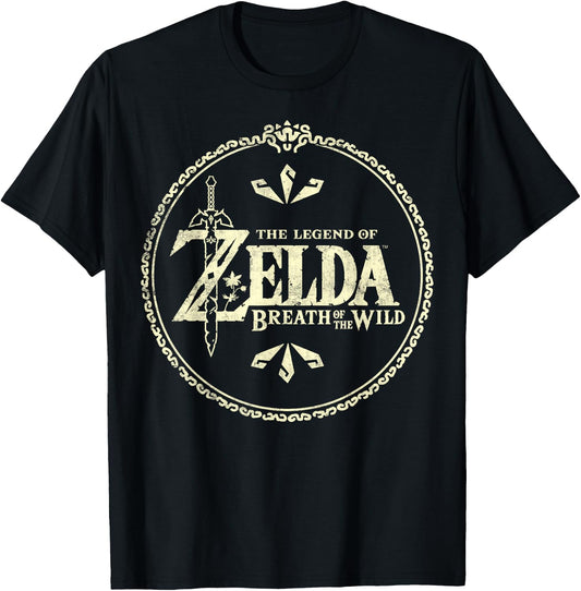 Nintendo Zelda Breath of the Wild Fancy Logo Graphic T-Shirt - T-Shirt | Black