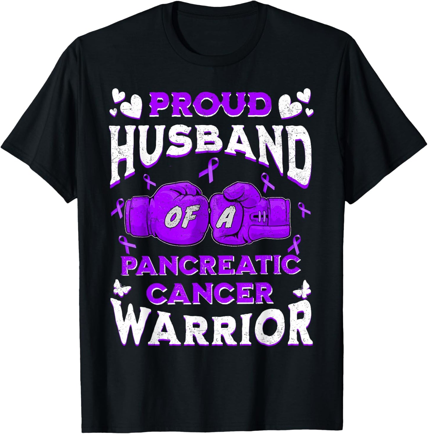 Proud Husband Of A Pancreatic Cancer Warrior Awareness T-Shirt - T-Shirt | Black