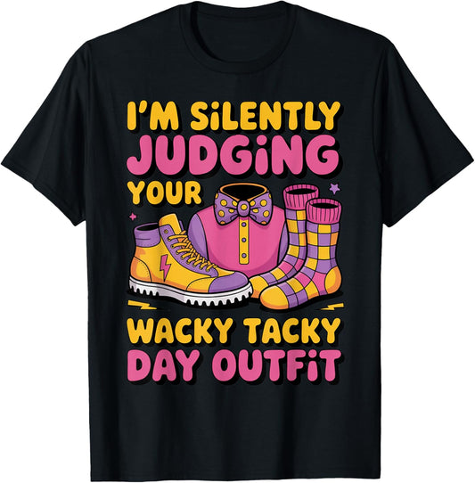 I'm Silently Judging Summer Wacky Mismatch Day Tacky Day T-Shirt - T-Shirt | Black
