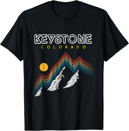 Keystone, Colorado - USA Ski Resort 1980s Retro T-Shirt - T-Shirt | Black