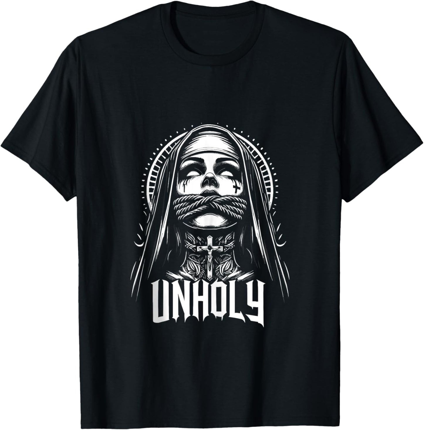 Blackcraft Choked Up Unholy Nun Satan Baphomet Halloween T-Shirt - T-Shirt | Black