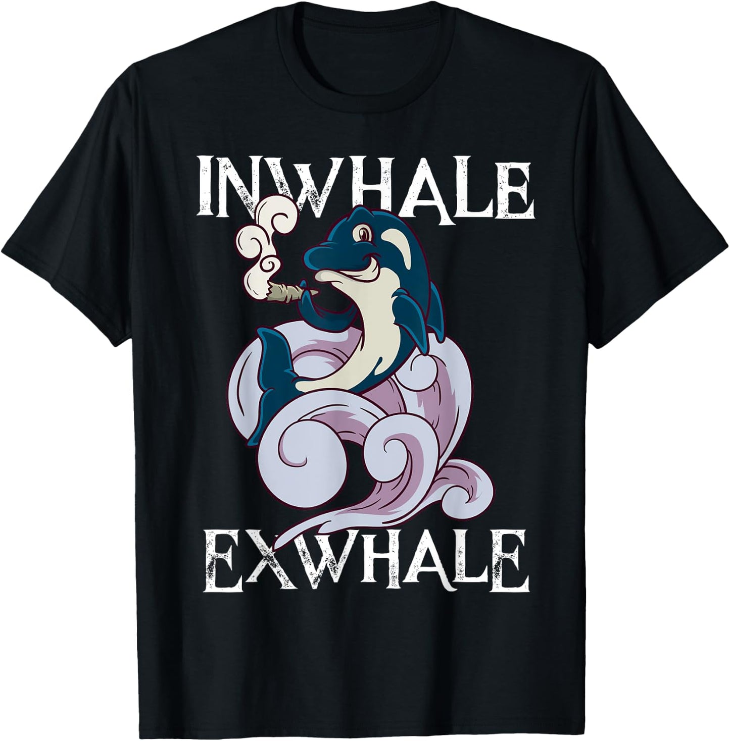 420 Day T Shirt Killer Whale Orca Shark Smoking Weed Gift T-Shirt - T-Shirt | Black