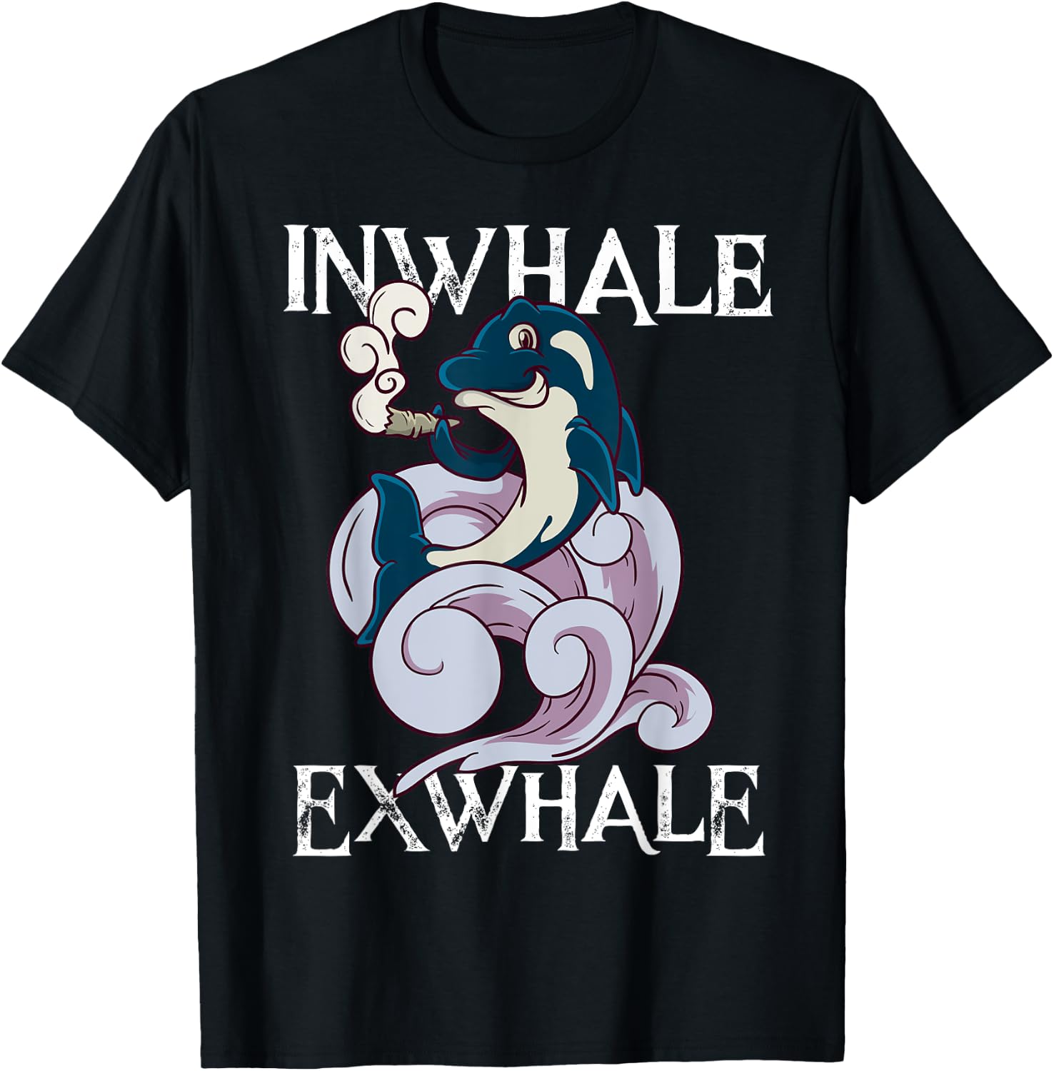 420 Day T Shirt Killer Whale Orca Shark Smoking Weed Gift T-Shirt - T-Shirt | Black