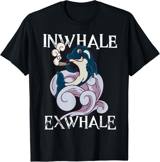 420 Day T Shirt Killer Whale Orca Shark Smoking Weed Gift T-Shirt - T-Shirt | Black