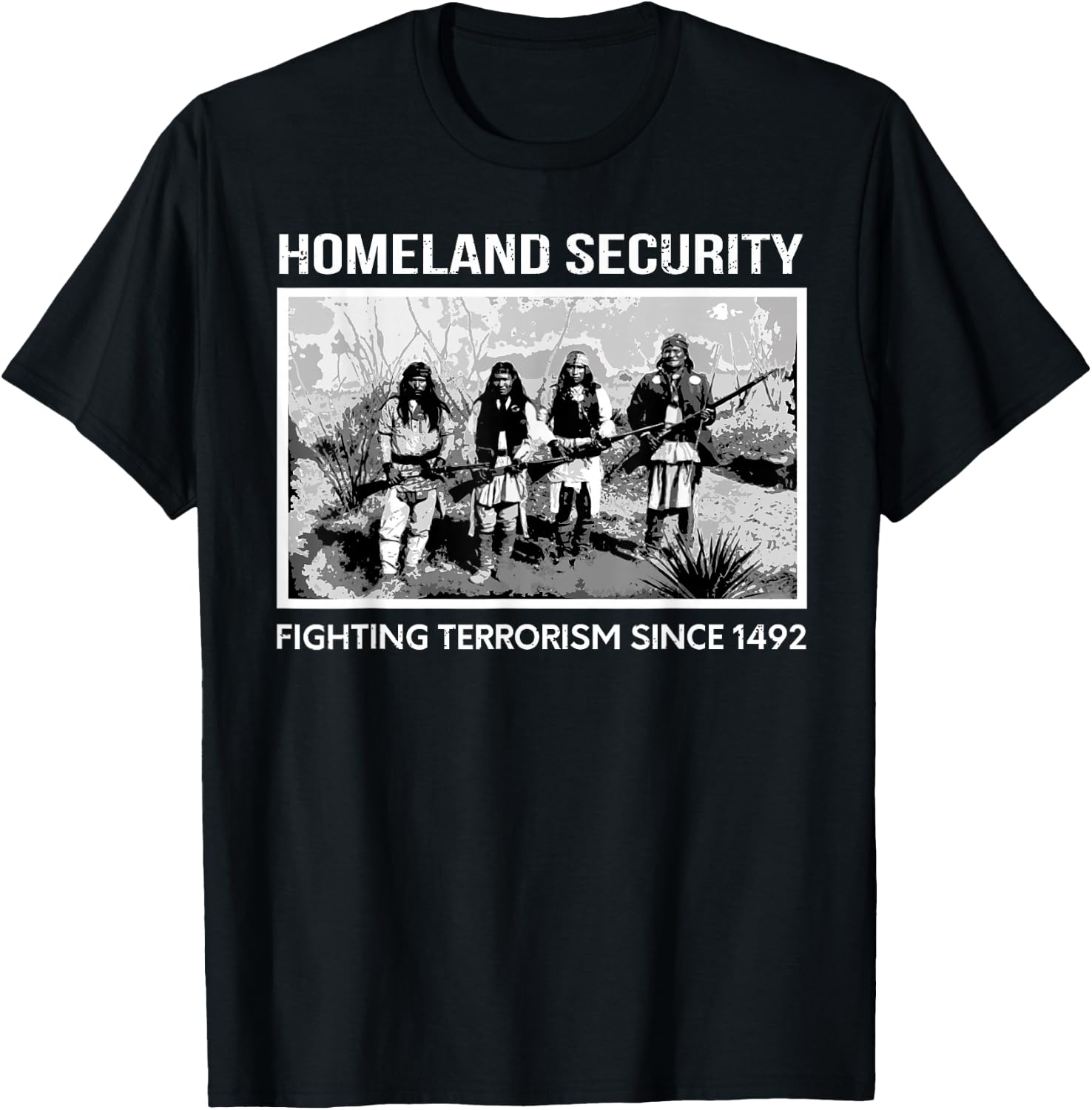 Native American Gift Homeland Security Fighting Terrorism Since 1942 Indian Guy's Adult X-Small Black Short Sleeve Classic Fit T-Shirt - T-Shirt | Black
