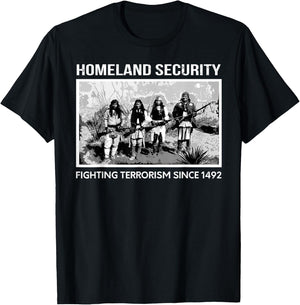Native American Gift Homeland Security Fighting Terrorism Since 1942 Indian Guy's Adult X-Small Black Short Sleeve Classic Fit T-Shirt - T-Shirt | Black