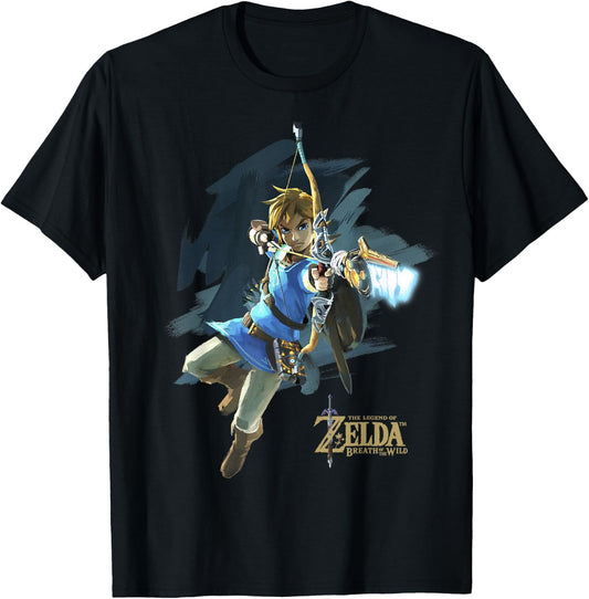 Legend Of Zelda Breath Of The Wild Link Archer Jump Shot C1 T-Shirt - T-Shirt | Black