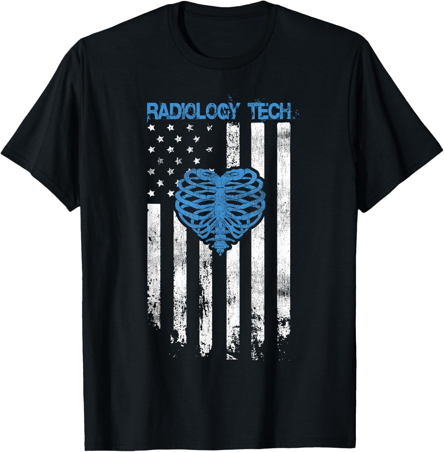 RADIOLOGY TECH - American Flag Ribs Heart Design T-Shirt - T-Shirt | Black