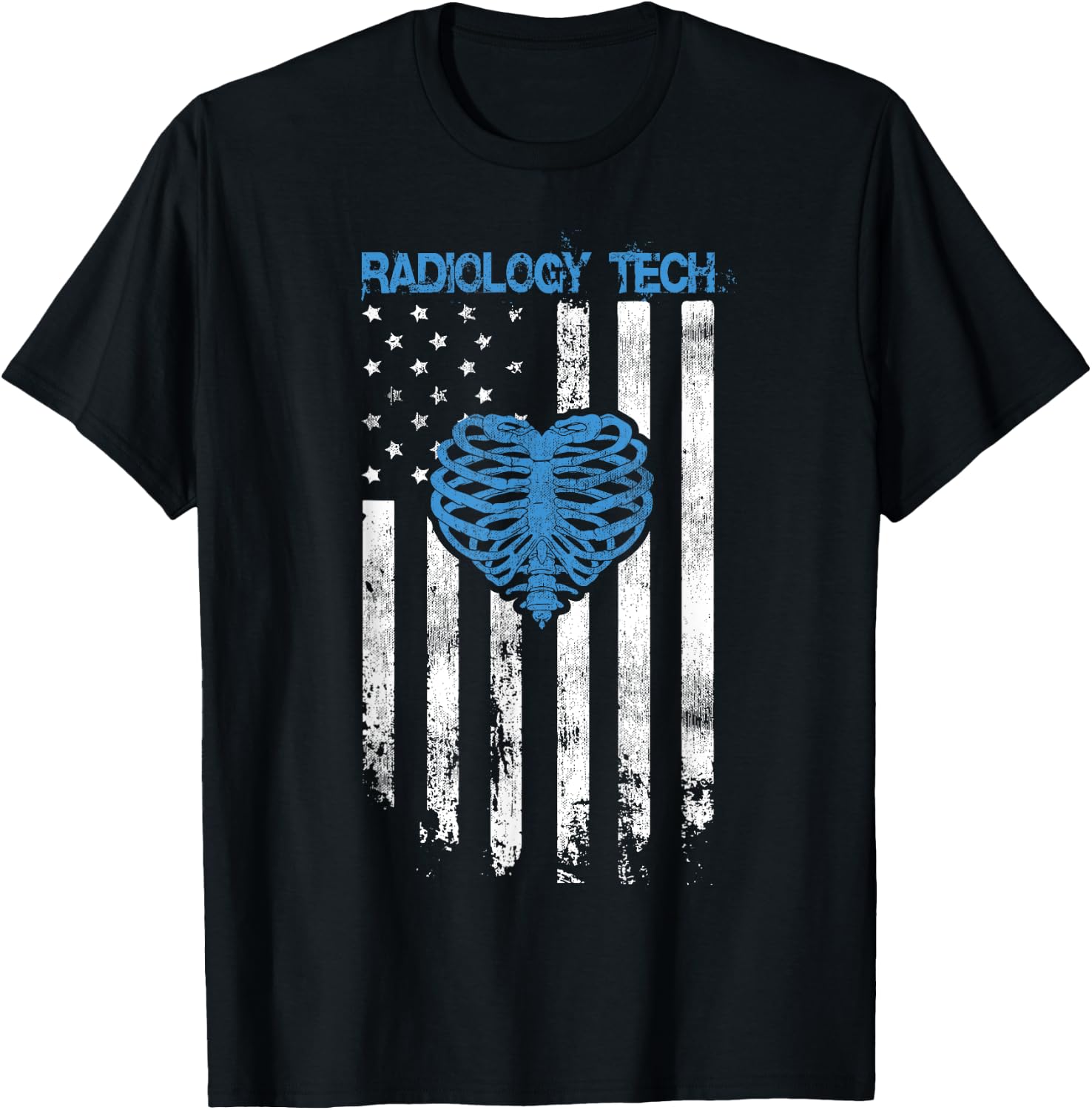 RADIOLOGY TECH - American Flag Ribs Heart Design T-Shirt - T-Shirt | Black