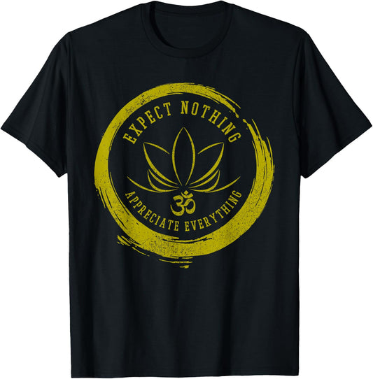 Buddhism Saying Lotus Flower Om Symbol Yoga Gift T-Shirt - T-Shirt | Black
