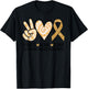 Retro Peace Love Cure Amber Ribbon Appendix Cancer Awareness T-Shirt - T-Shirt | Black