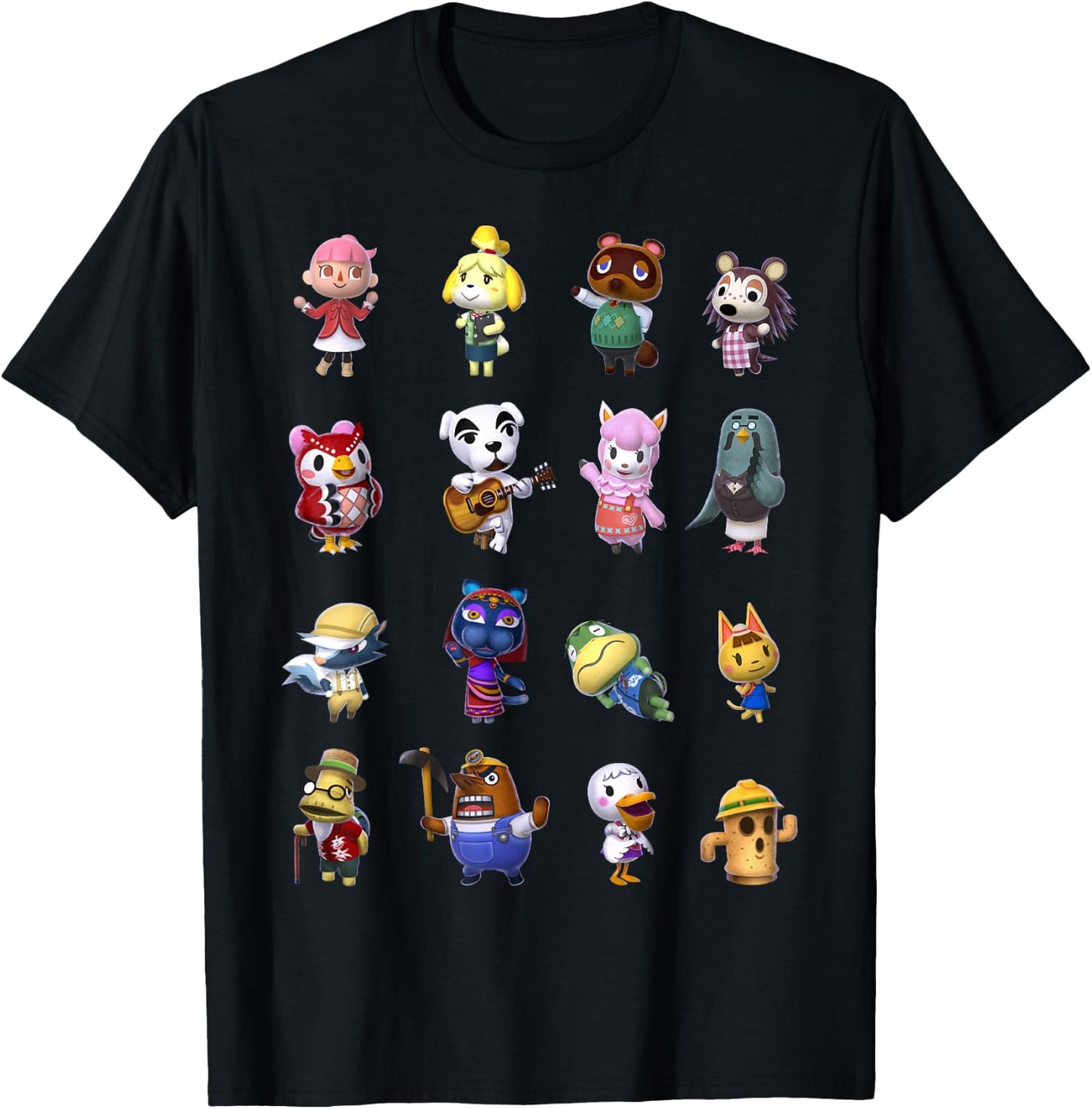 Animal Crossing Villagers Line Up Graphic T-Shirt - T-Shirt | Black