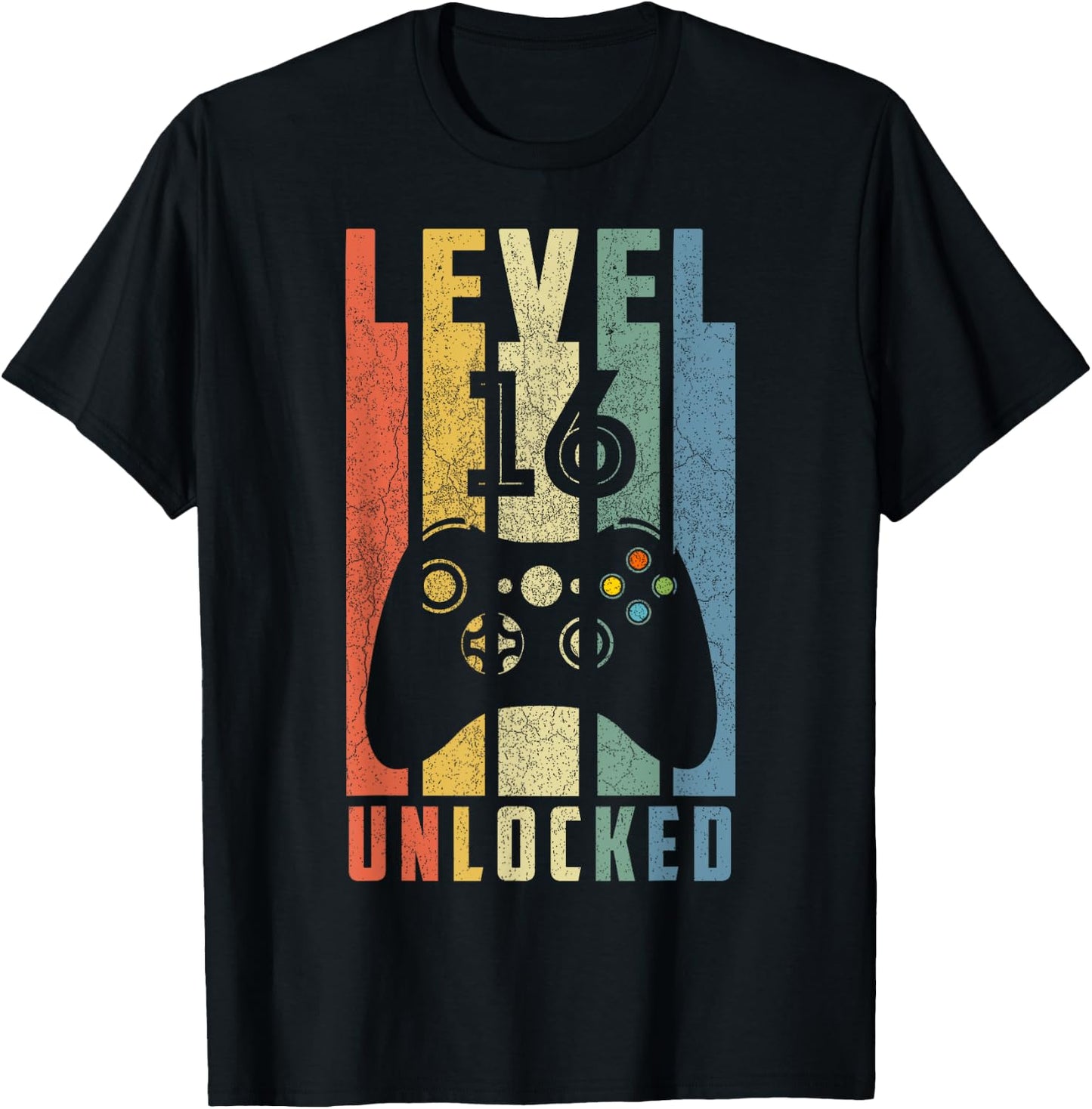 Level 16 Unlocked 16th Video Gamer Birthday Boy Gifts T-Shirt - T-Shirt | Black