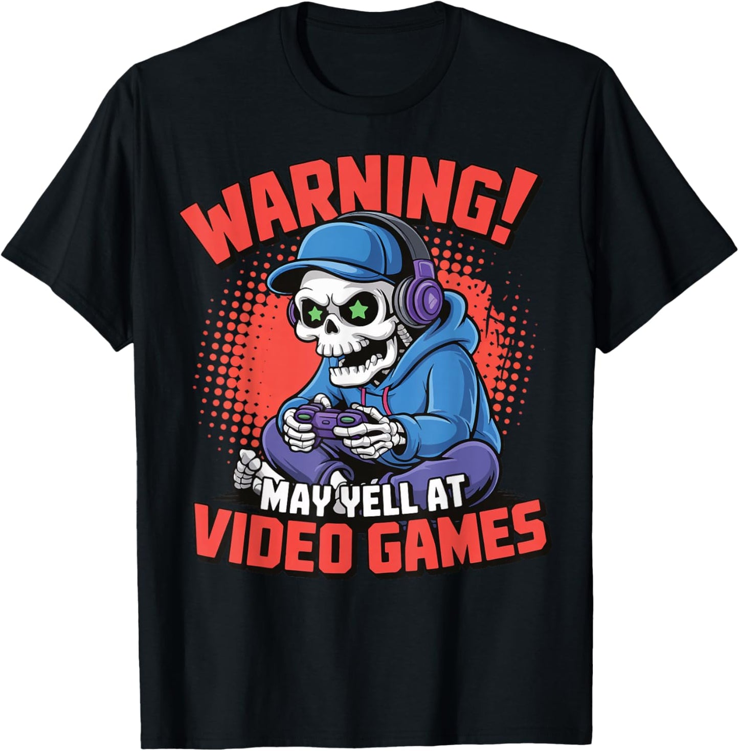 Gamer Skeleton Gaming Video Games T-Shirt - T-Shirt | Black
