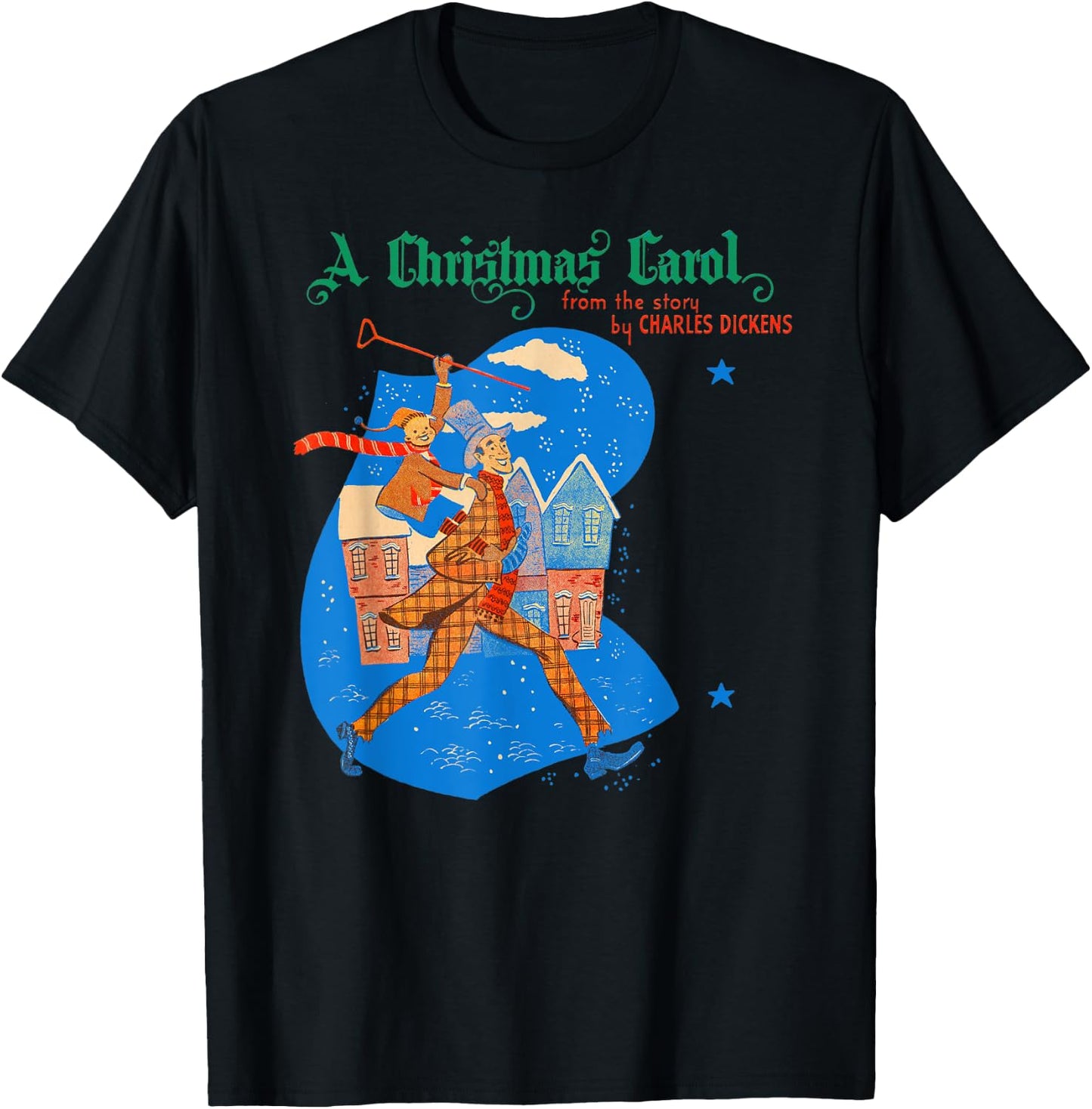 Merry Christmas Ebenezer Scrooge Tiny Tim Christmas Carol T-Shirt - T-Shirt | Black
