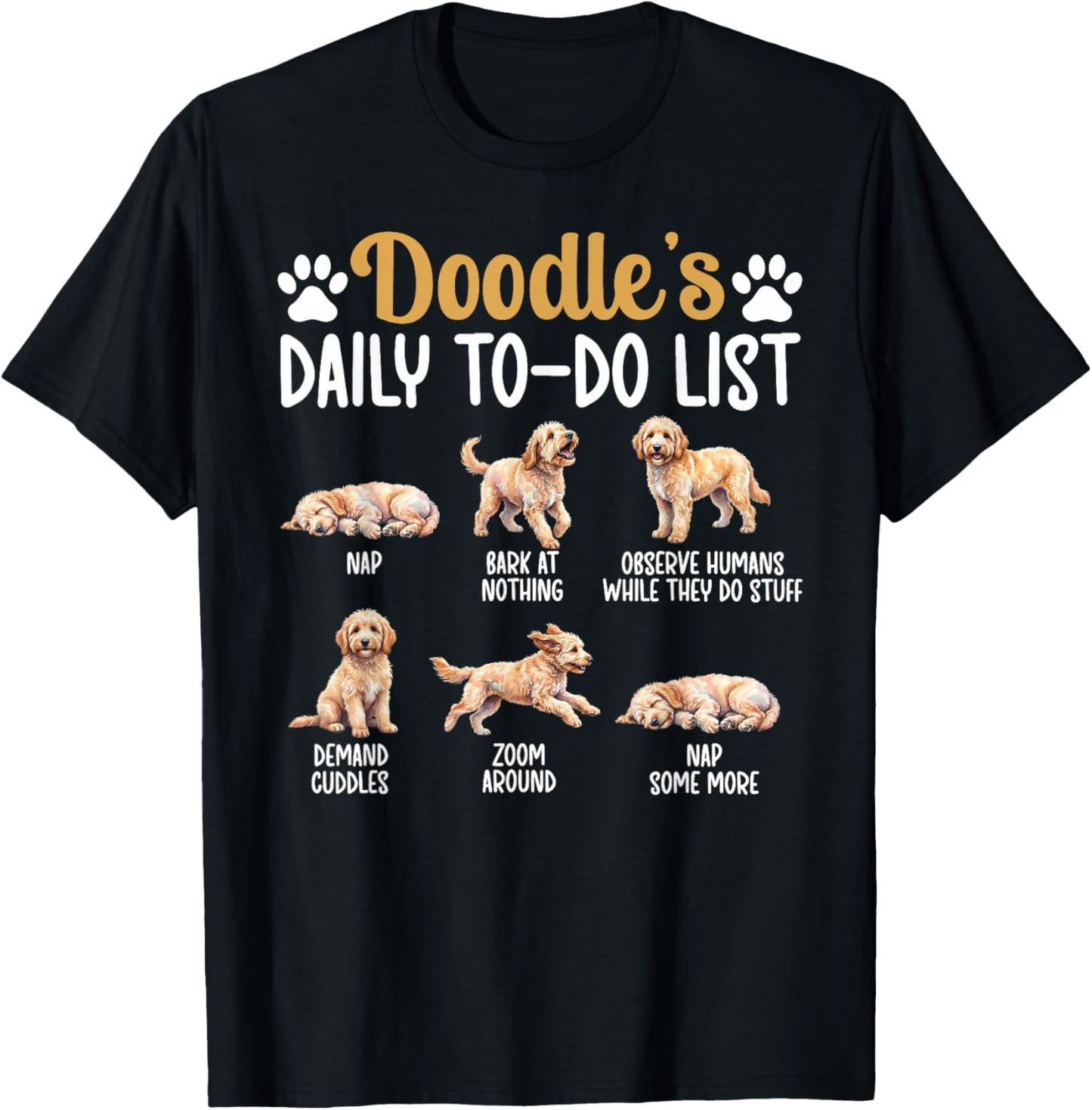Doodle's to-Do List Doodle Owner Goldendoodle Lover T-Shirt - T-Shirt | Black