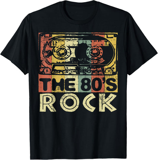The 1980s Rock! Fun Gift Tape Cassette Design T-Shirt - T-Shirt | Black