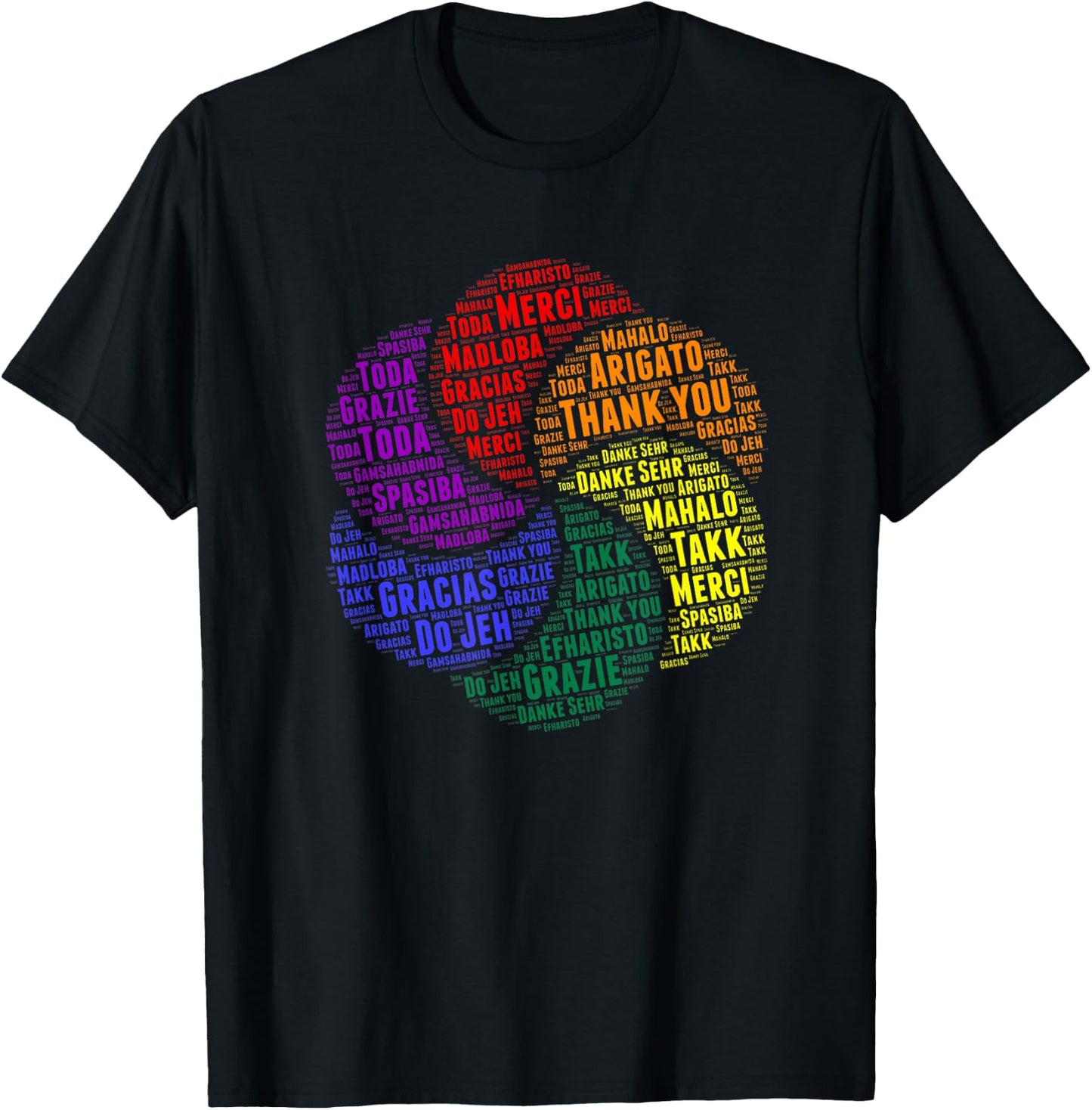 Thank You In 14 Different Languages, Cool Thanksgiving T-Shirt - T-Shirt | Black