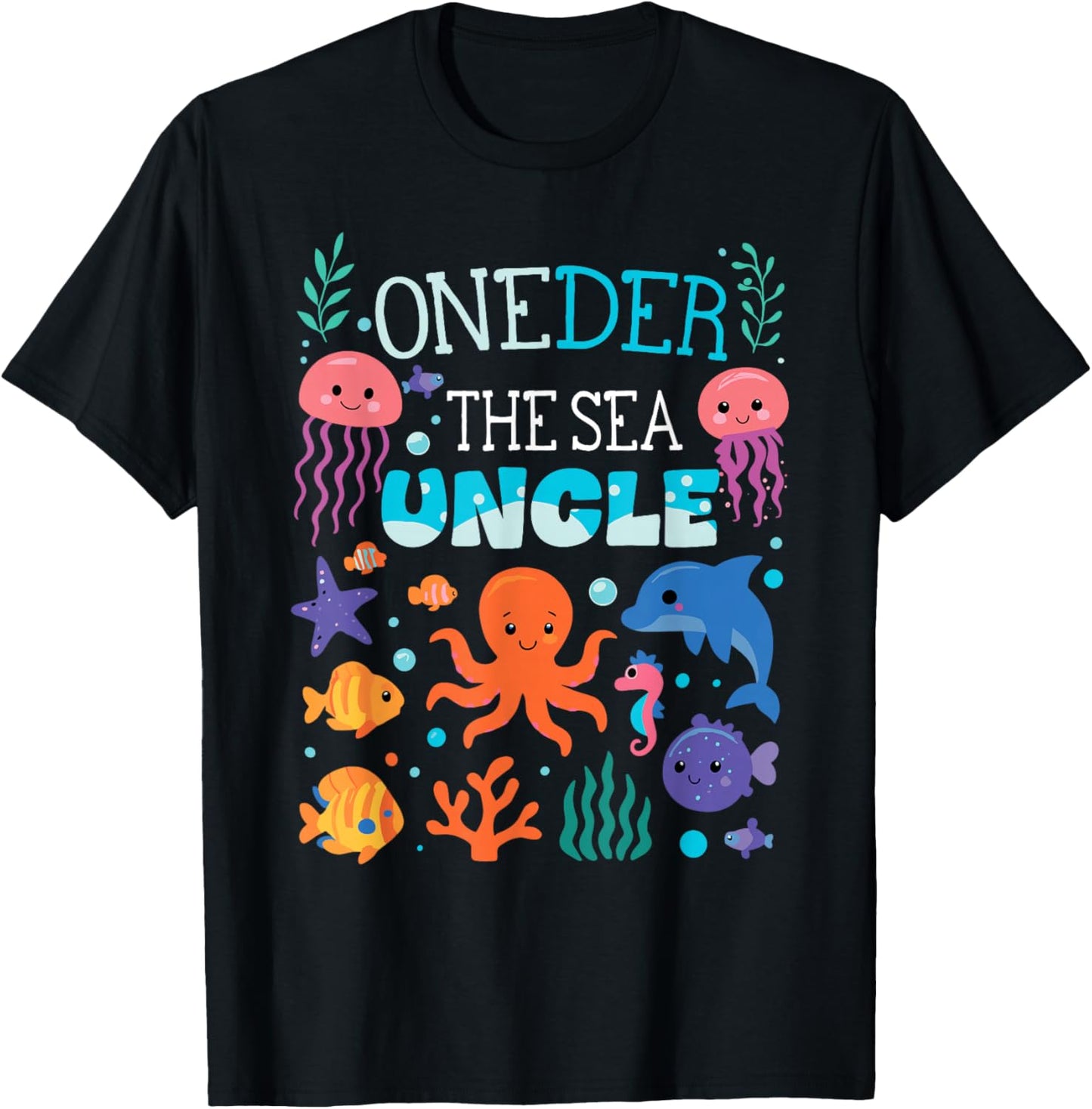 Under Sea Uncle Birthday Girl Boy Matching Family Party T-Shirt - T-Shirt | Black