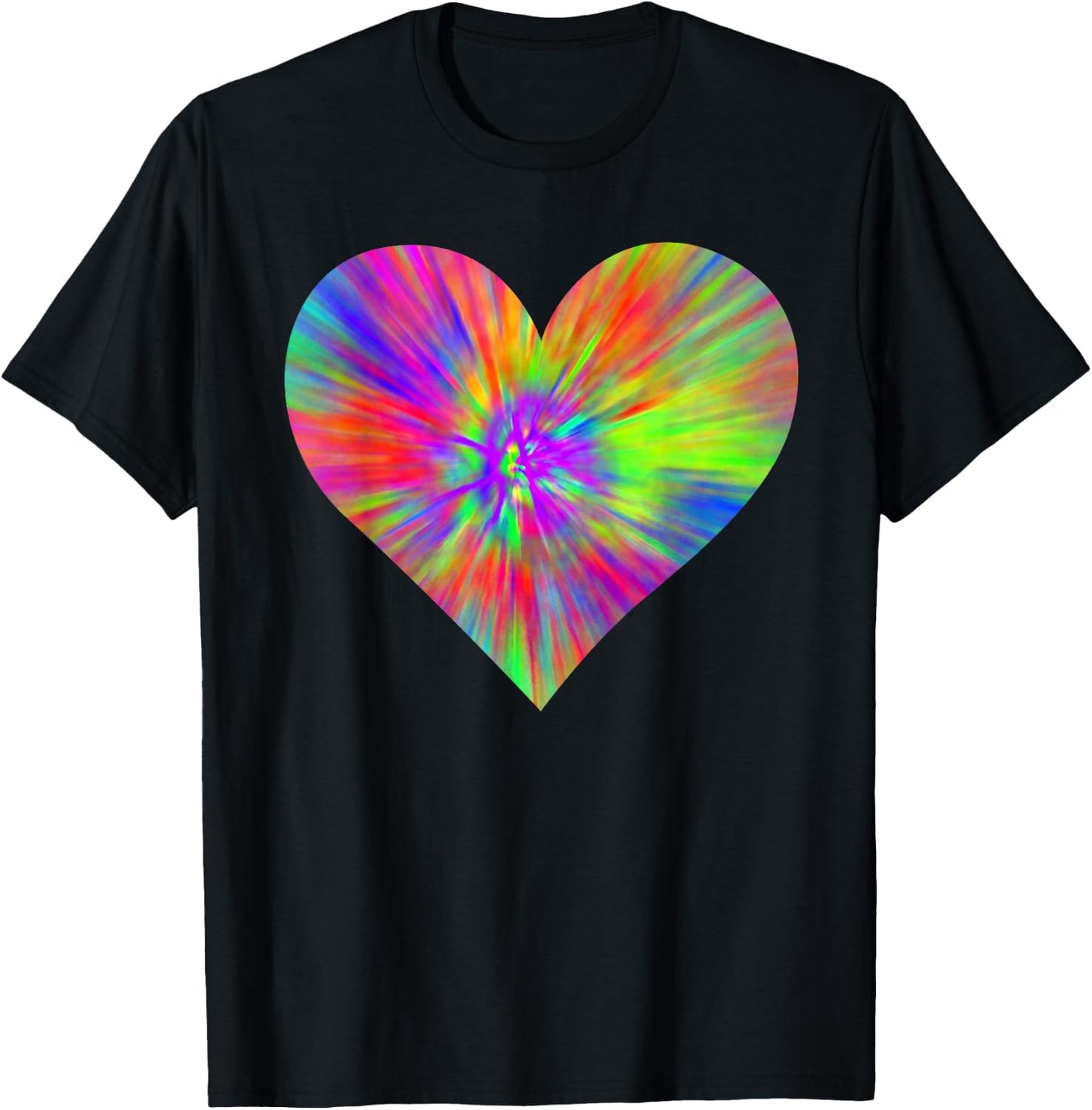 Tie Dye Peace Heart | Cute Colorful Rainbow Sign Gift T-Shirt - T-Shirt | Black