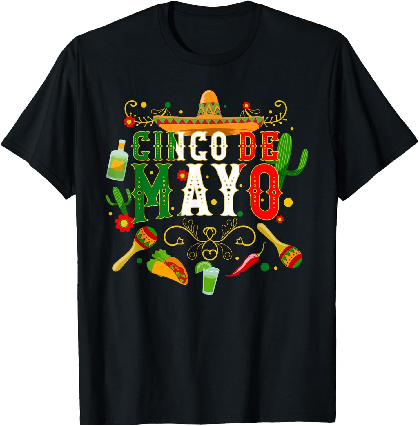 Fiesta Cinco De Mayo T Shirts Men Women Taco T-Shirt - T-Shirt | Black