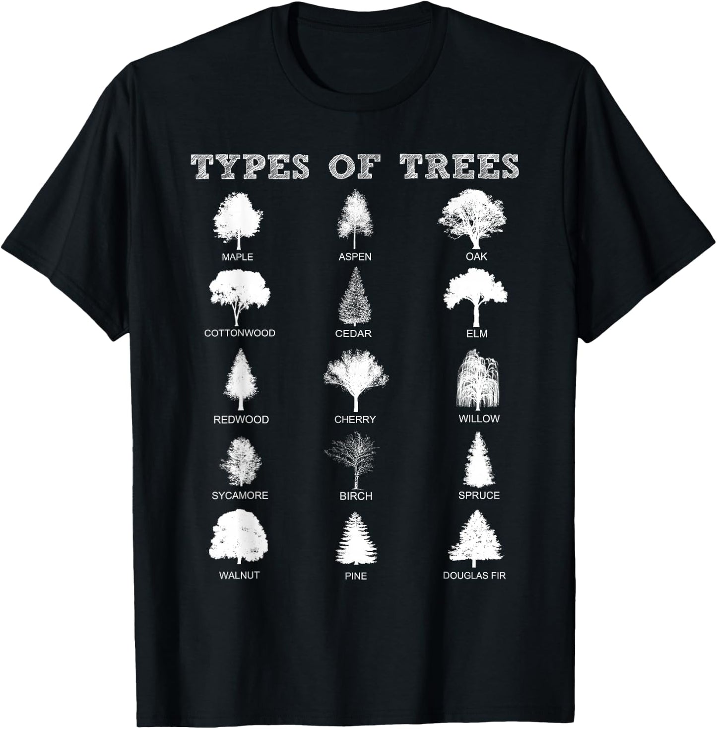 Environment Types of Trees Earth Day Nature Outdoor Lover T-Shirt - T-Shirt | Black