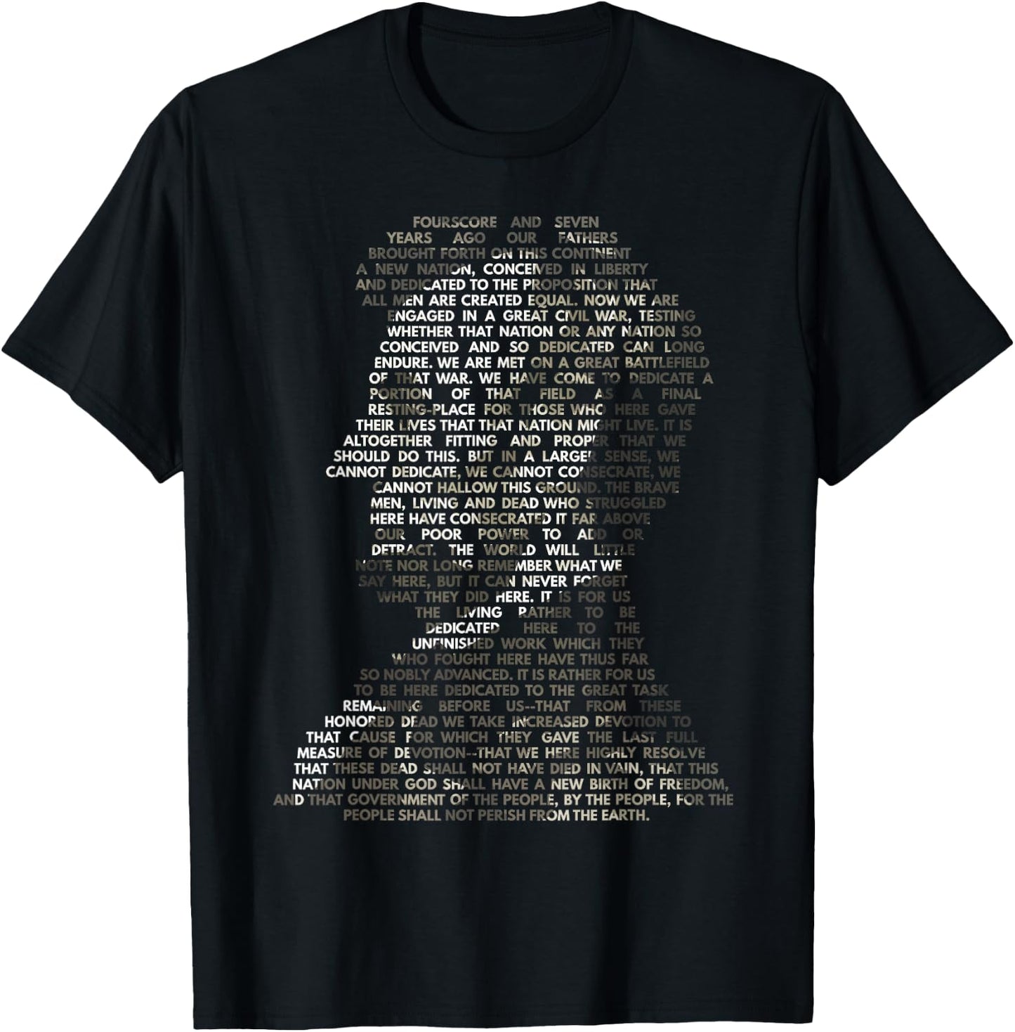 Abraham Lincoln Portrait Gettysburg Address T-Shirt - T-Shirt | Black
