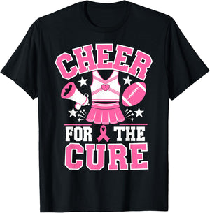 Cheer for the Cure Cheerleader Breast Cancer October T-Shirt - T-Shirt | Black