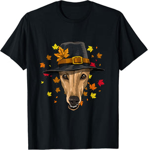 Thanksgiving Greyhound Pilgrim Costume Men Women T-Shirt - T-Shirt | Black