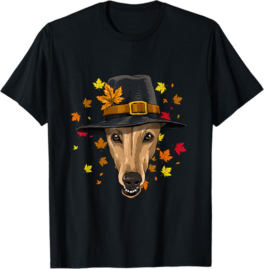 Thanksgiving Greyhound Pilgrim Costume Men Women T-Shirt - T-Shirt | Black