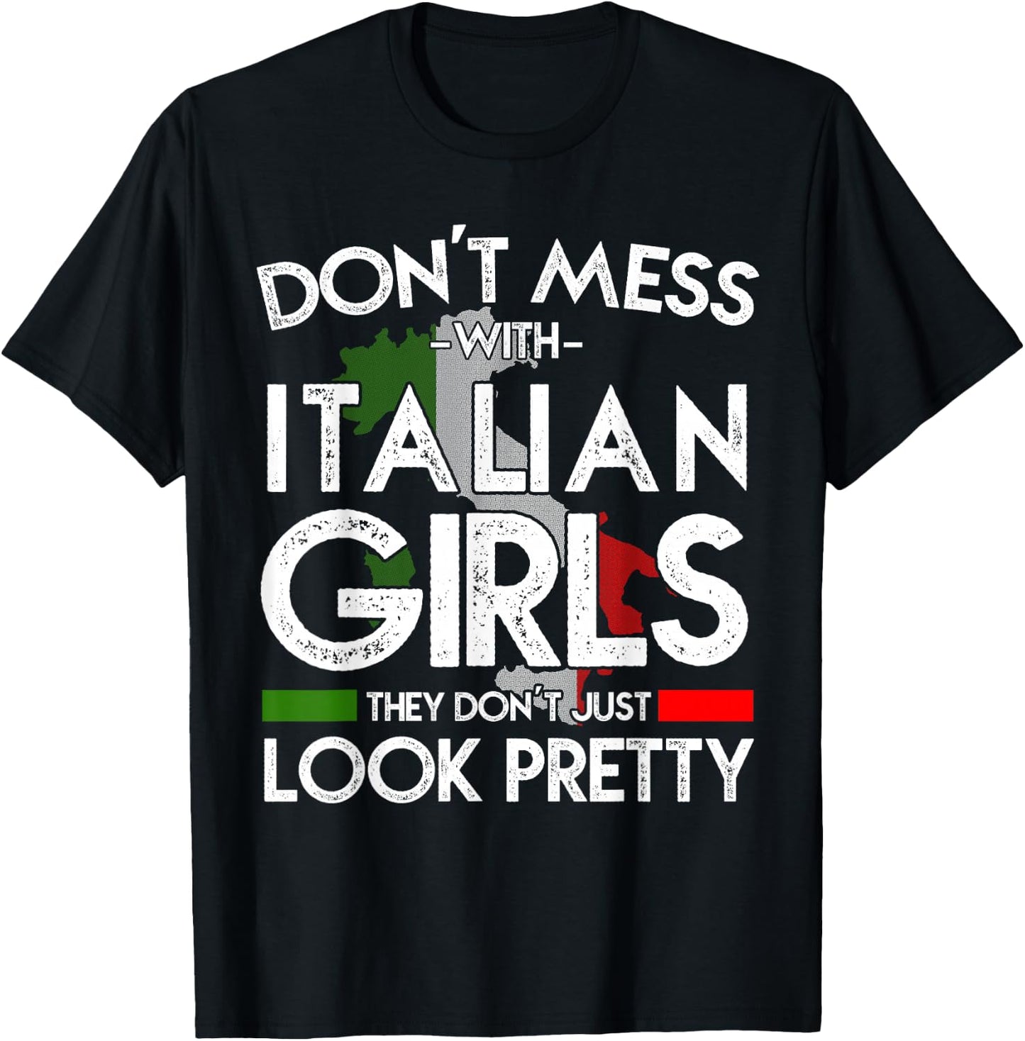 Funny Don't Lay Yourself with Italian Girls Italy Flag T-Shirt - T-Shirt | Black