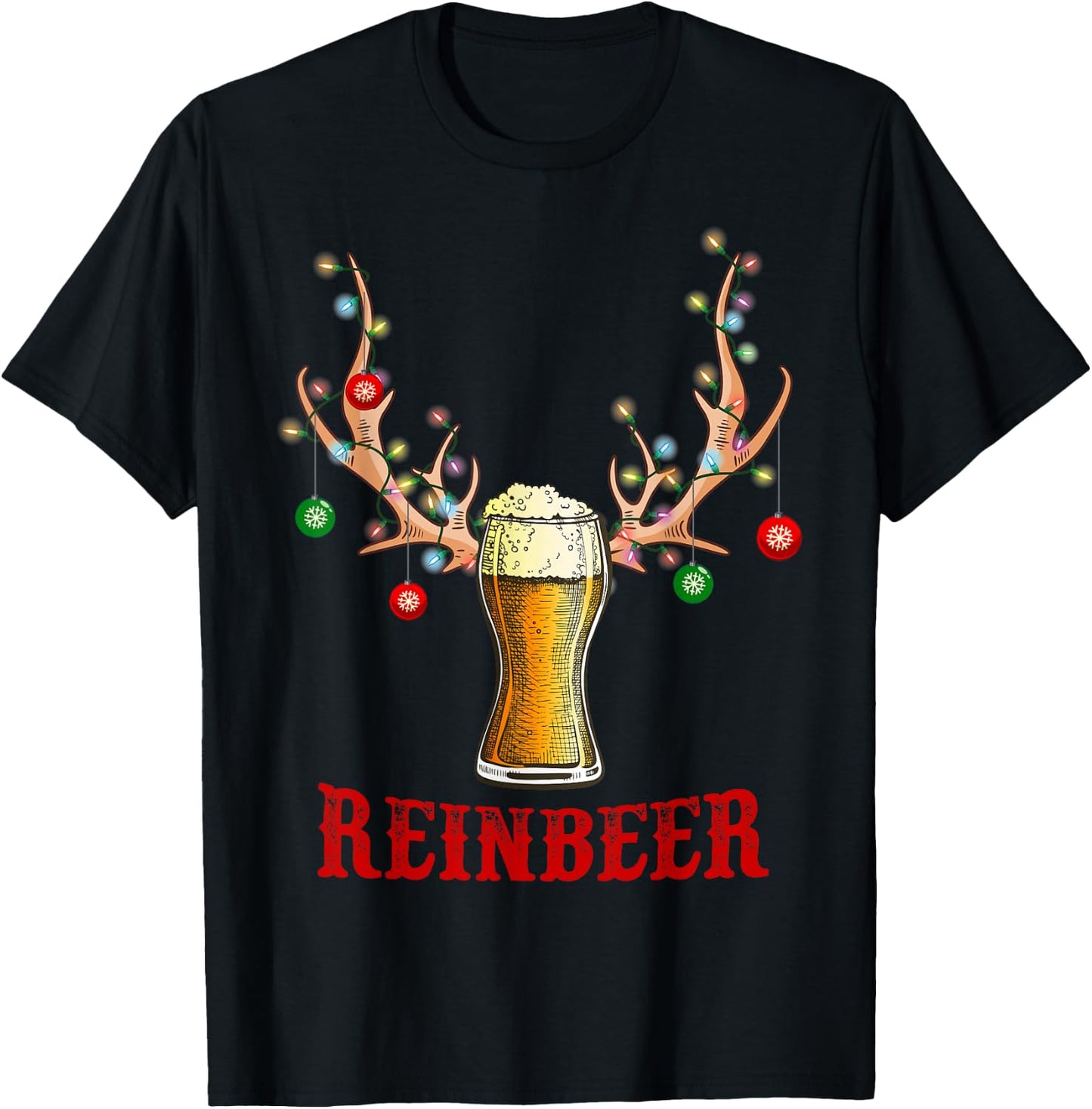 Man Cave Reinbeer Christmas Gift Beer Lovers Costume Men T-Shirt - T-Shirt | Black