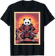 Samurai Panda Graphic Japanese Art Panda Ninja Anime T-Shirt - T-Shirt | Black