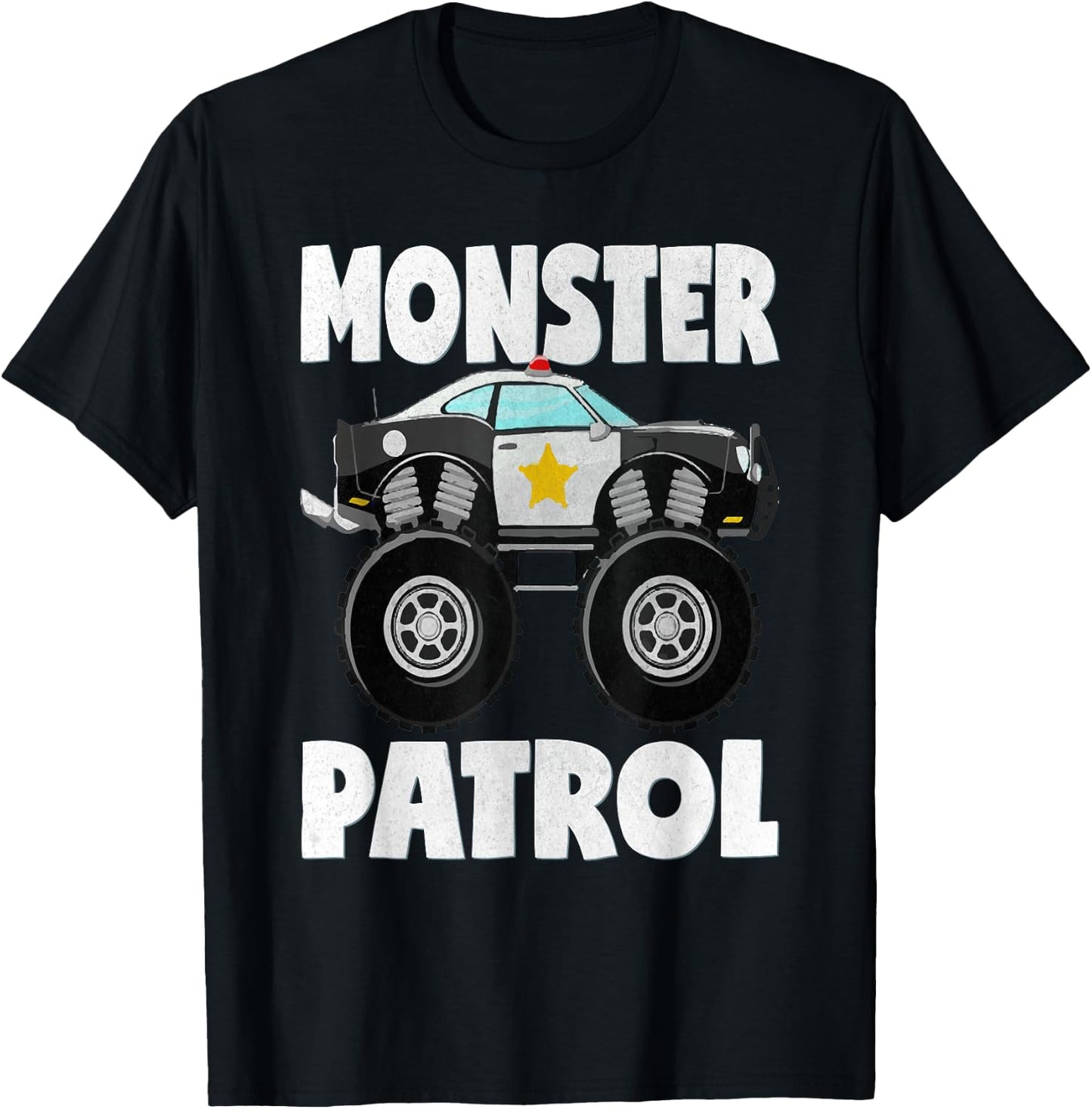 Monster Patrol Vintage Police Cop Car Monster Trucks T-Shirt - T-Shirt | Black