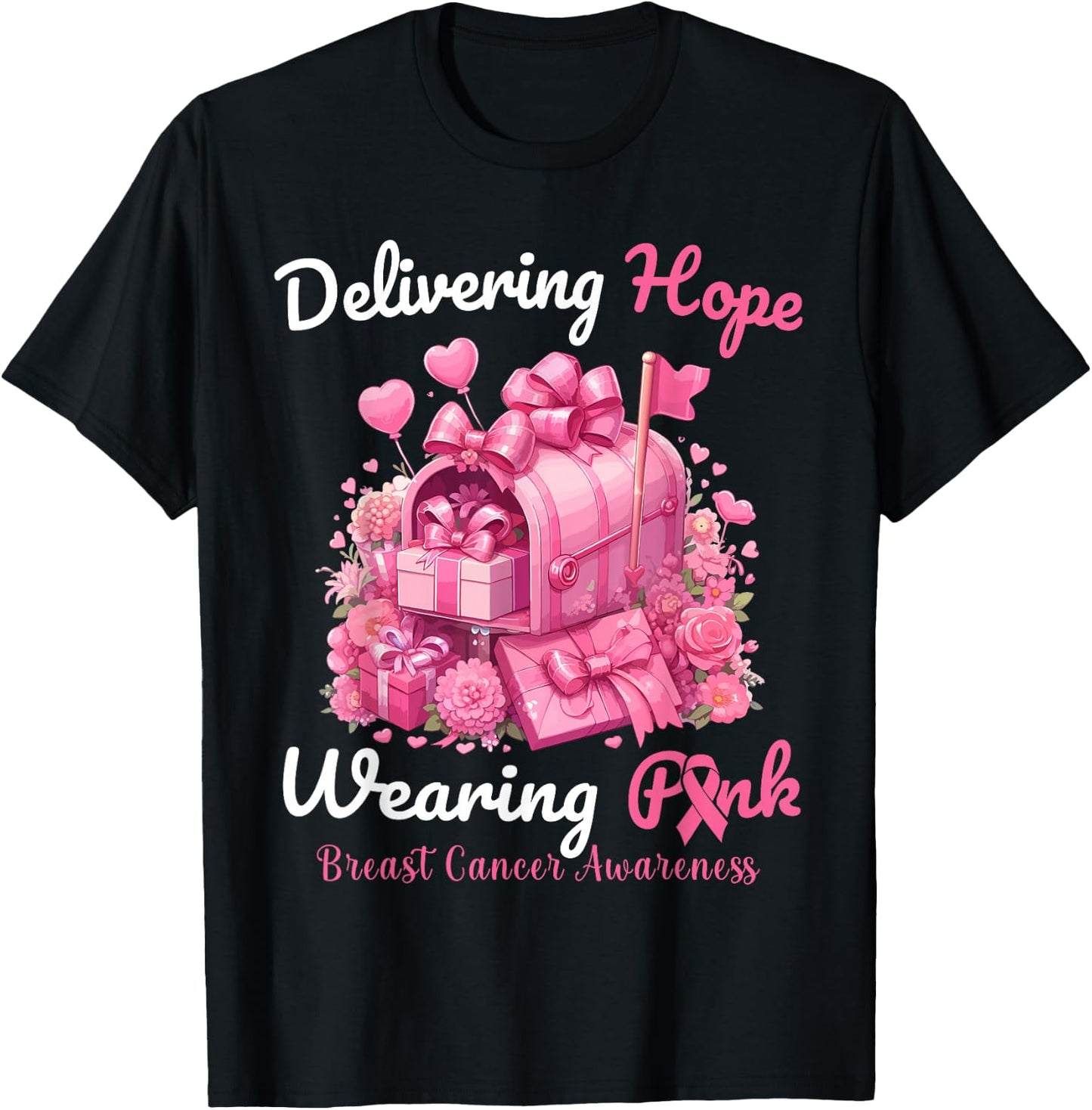 Postal Worker Breast Cancer Awareness October We Wear Pink T-Shirt - T-Shirt | Black