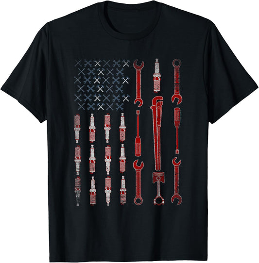 The Official Mechanic USA Flag Kids Men T-Shirt - T-Shirt | Black