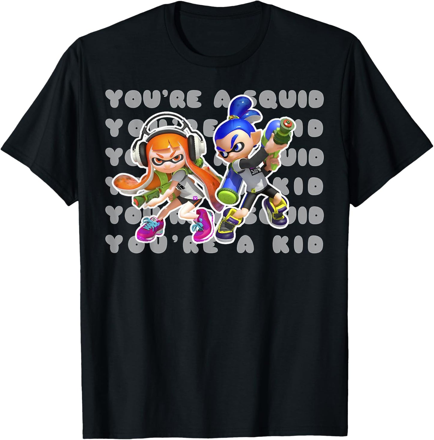 Nintendo Splatoon You're A Squid Or A Kid Graphic T-Shirt - T-Shirt | Black