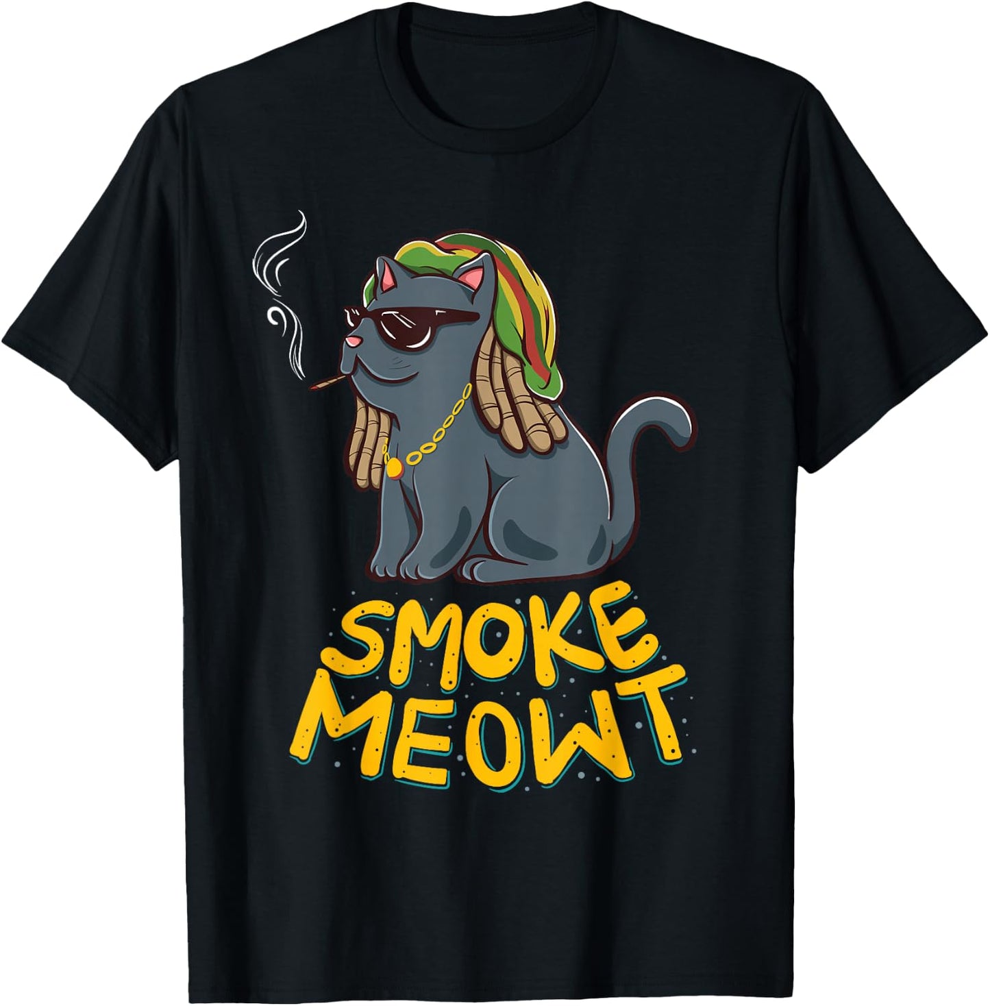 Weed Smoking Cat Smoke Meowt THC CBD Marihuana Stoner Kitten Men Women T-Shirt - T-Shirt | Black