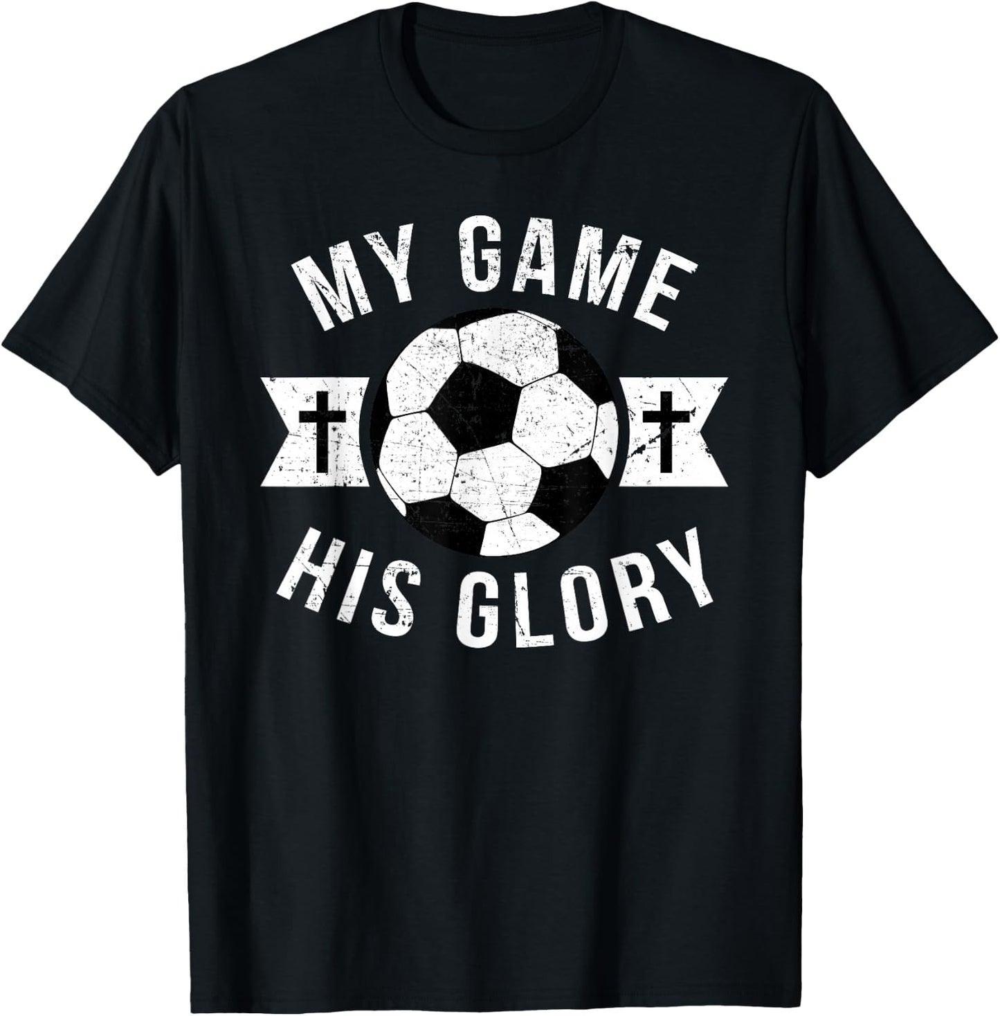 Christian Soccer Gifts Teen Boys Girls Sayings Phrases Cross T-Shirt - T-Shirt | Black