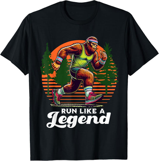 Run Like a Legend Sasquatch Runner Funny Bigfoot Running T-Shirt - T-Shirt | Black