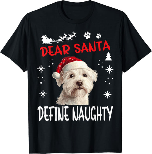 Cute West Highland White Terrier Dog Christmas Dear Santa Women Kids T-Shirt - T-Shirt | Black