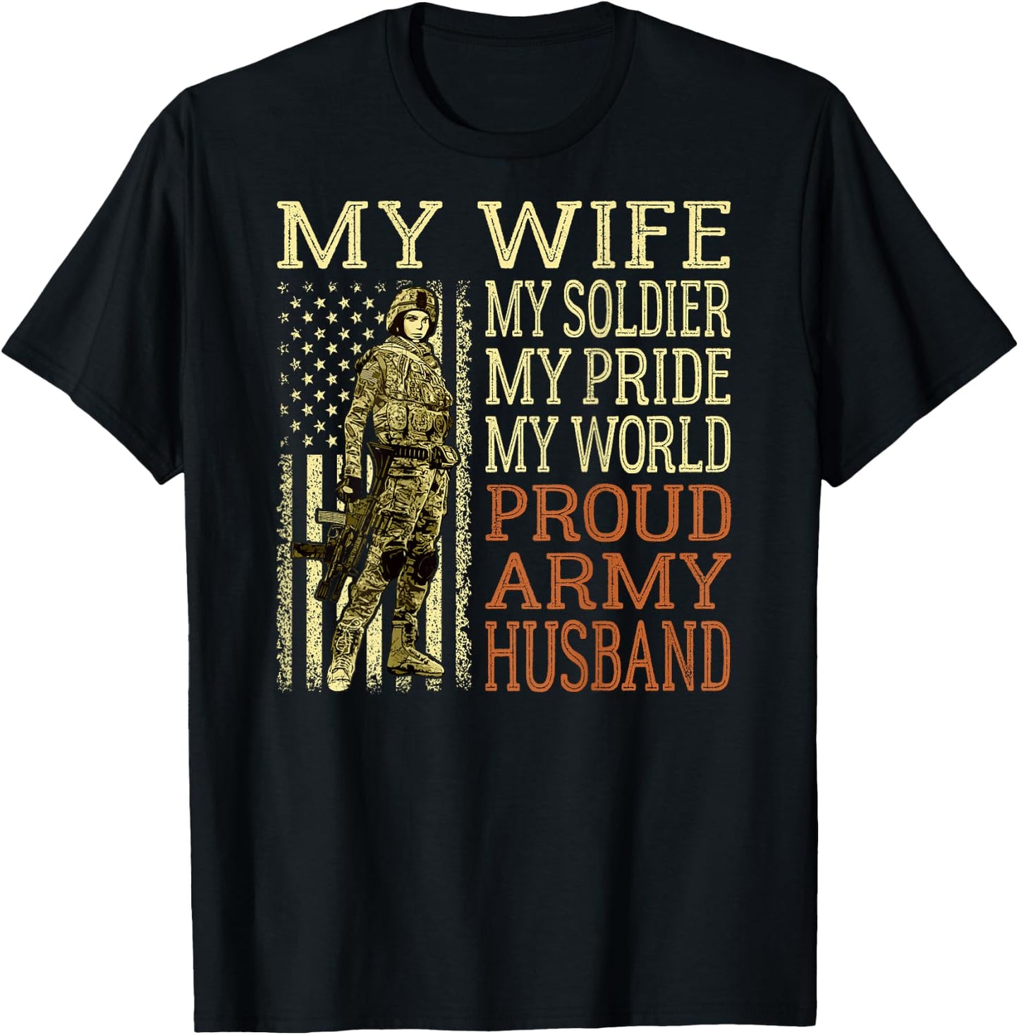 My Wife My Soldier Hero - Proud Army Husband Military Spouse T-Shirt - T-Shirt | Black