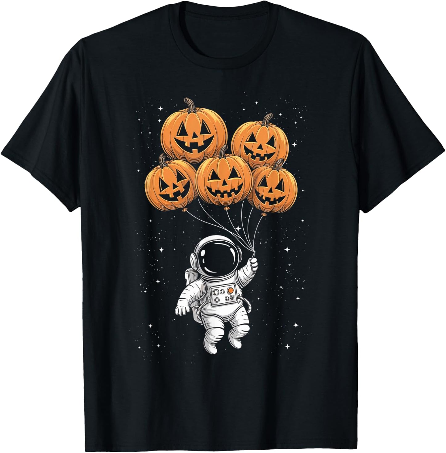 Halloween Astronaut Pumpkin Balloons Kids T-Shirt - T-Shirt | Black