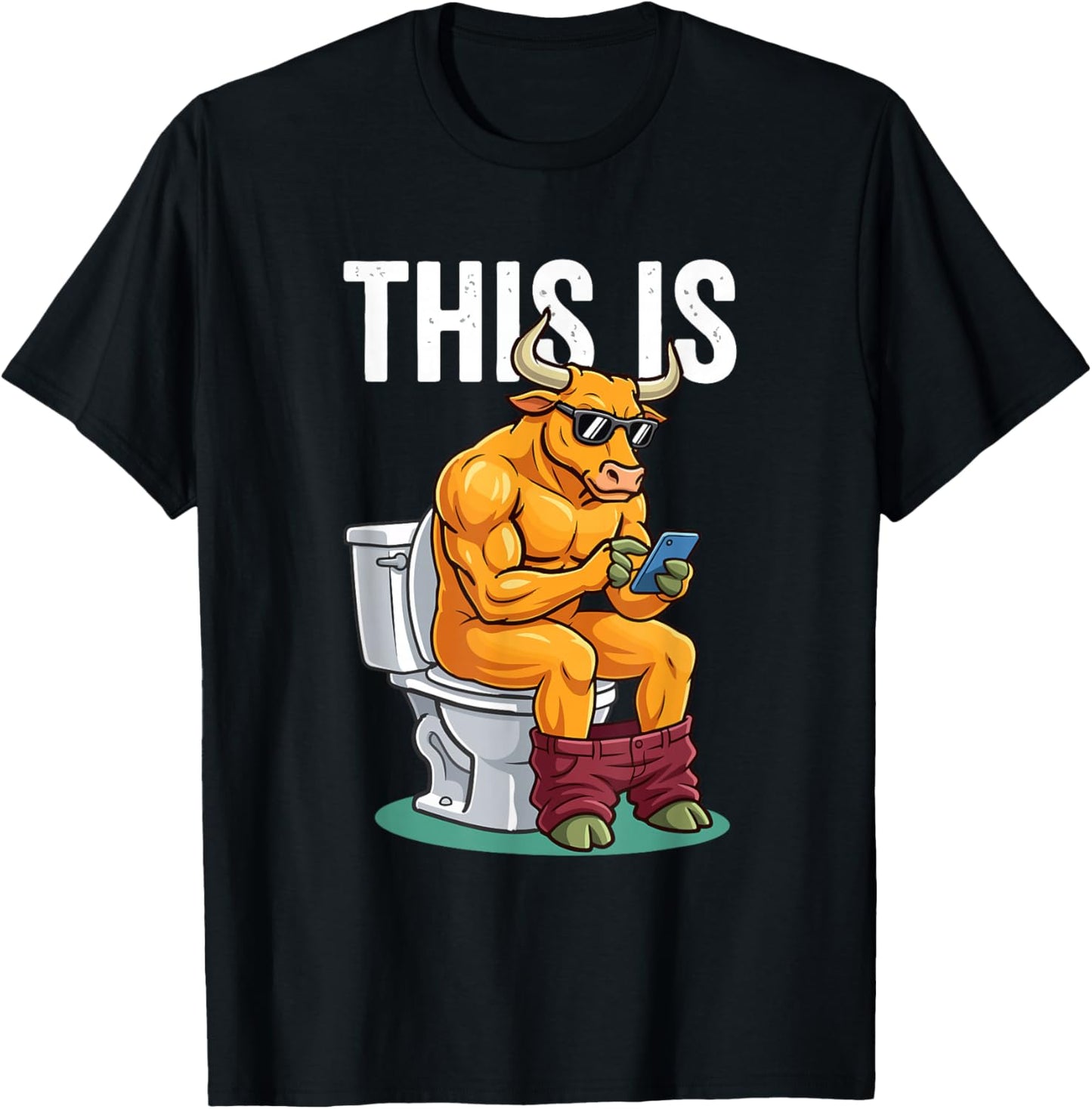 This is Bull Crap Bullsht Toilet Phone Meme T-Shirt - T-Shirt | Black